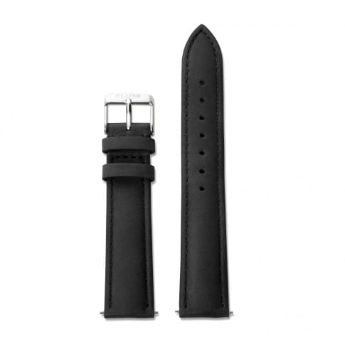 Pasek CLUSE 18mm skórzany czarno-srebrny CS1408101004