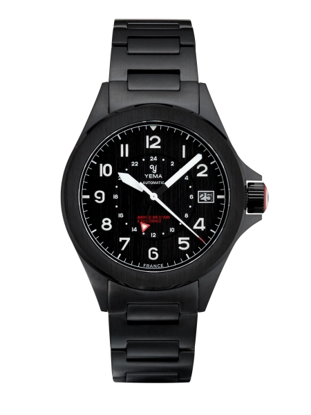Zegarek męski YEMA Flygraf French Air & Space Force GMT LE czarny YAA21-3AMS