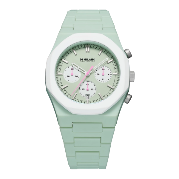 Zegarek unisex D1 MILANO Polychrono miętowy PHBJ02 40,5 mm GREEN BLAST