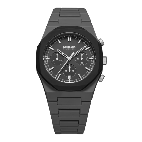 Zegarek męski D1 MILANO Polychrono czarny PHBJ04 40,5 mm Black Blast
