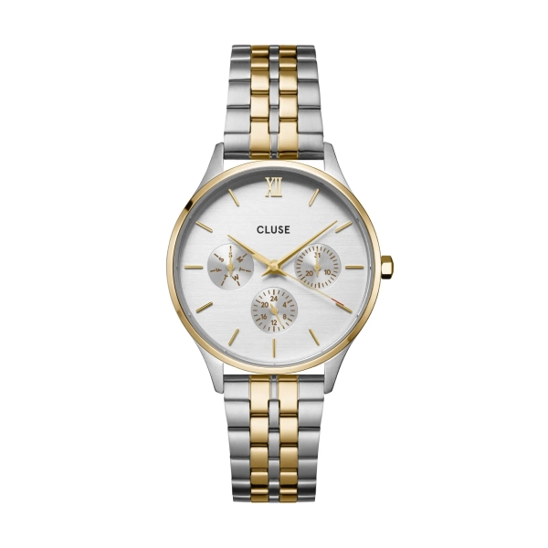 Zegarek damski CLUSE Minuit Multifunction srebrno-złoty CW10704