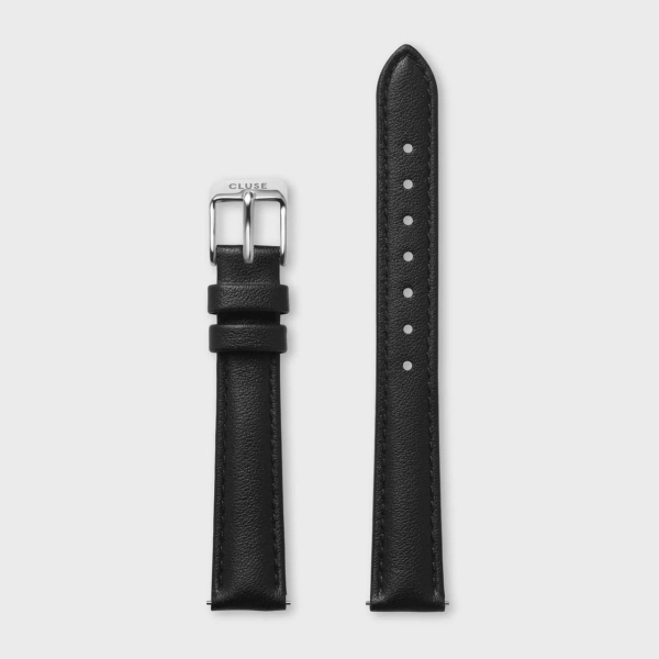  Pasek CLUSE 14mm skórzany czarno-srebrny CS12103