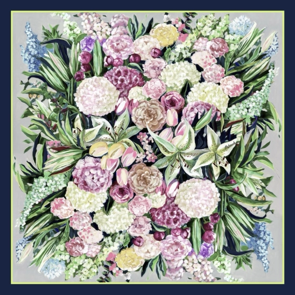 Poszetka jedwabna Flower Symphony Agata Stelmach Art