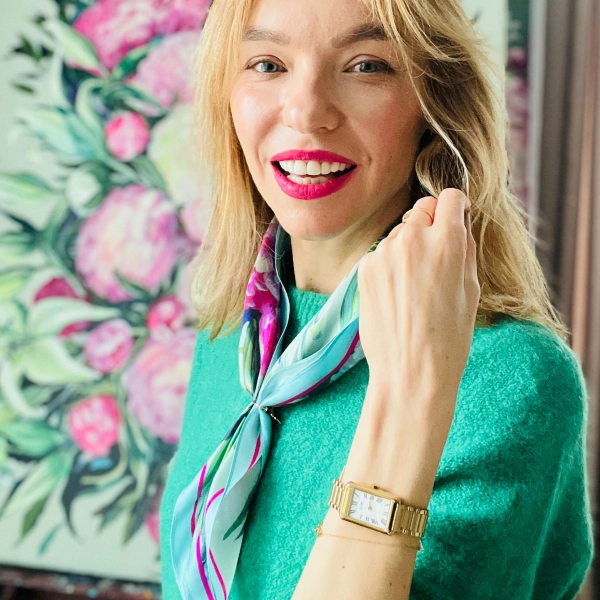 Zestaw zegarek Cluse Belisenna CW15001 + apaszka jedwabna Pink Peony Agata Stelmach Art