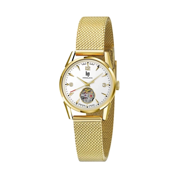 Zegarek damski Lip Himalaya Automatic złoty na złotej bransolecie mesh 671724