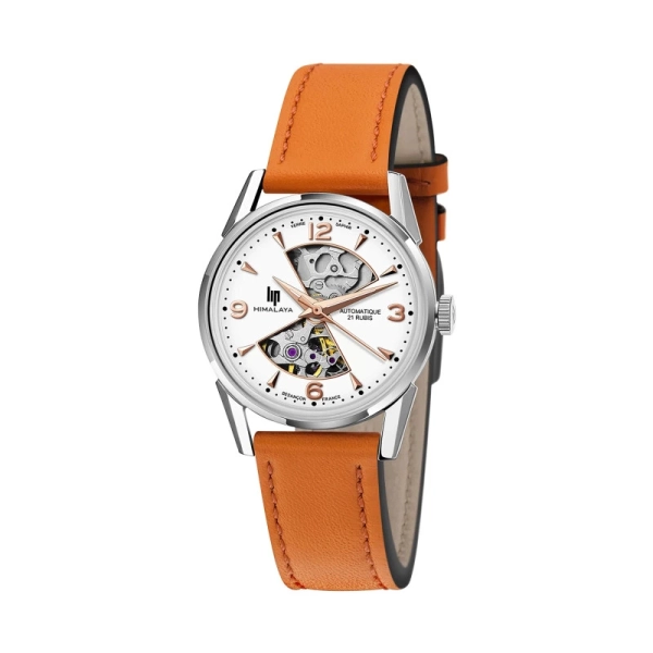 Zegarek damski Lip Himalaya Automatic Sablier 33 mm srebrny na brązowym pasku 671680