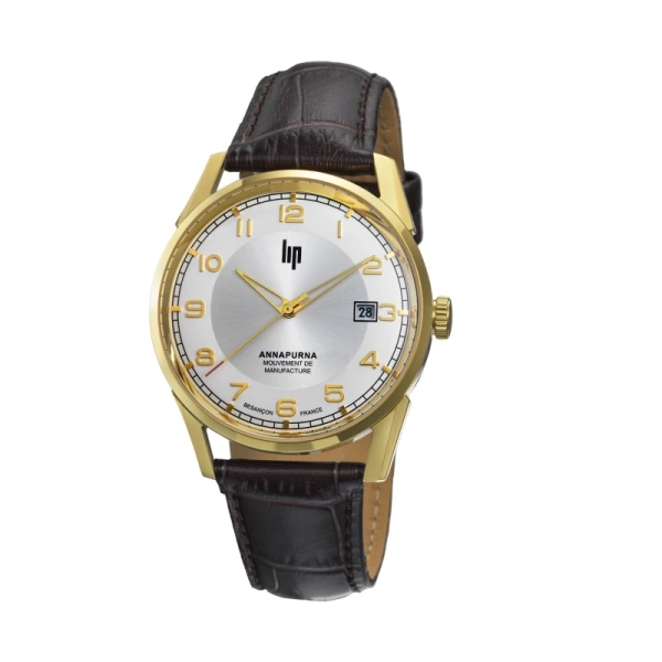 Zegarek męski LIP Annapurna Automatic złoty na pasku 676012