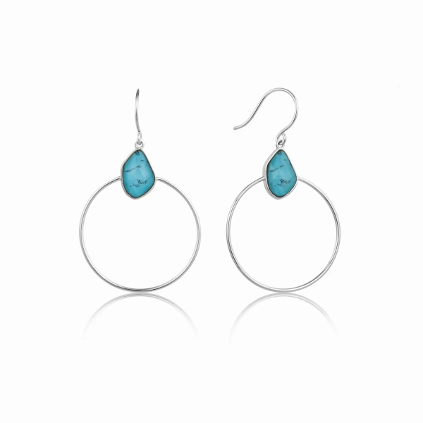 Kolczyki damskie ANIA HAIE Turquoise Front Hoop Earrings srebrne E014-02H