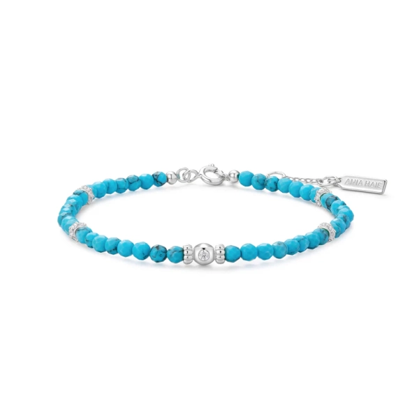 Bransoletka damska Ania Haie z turkusem Ripple Joy srebrna B073-03H